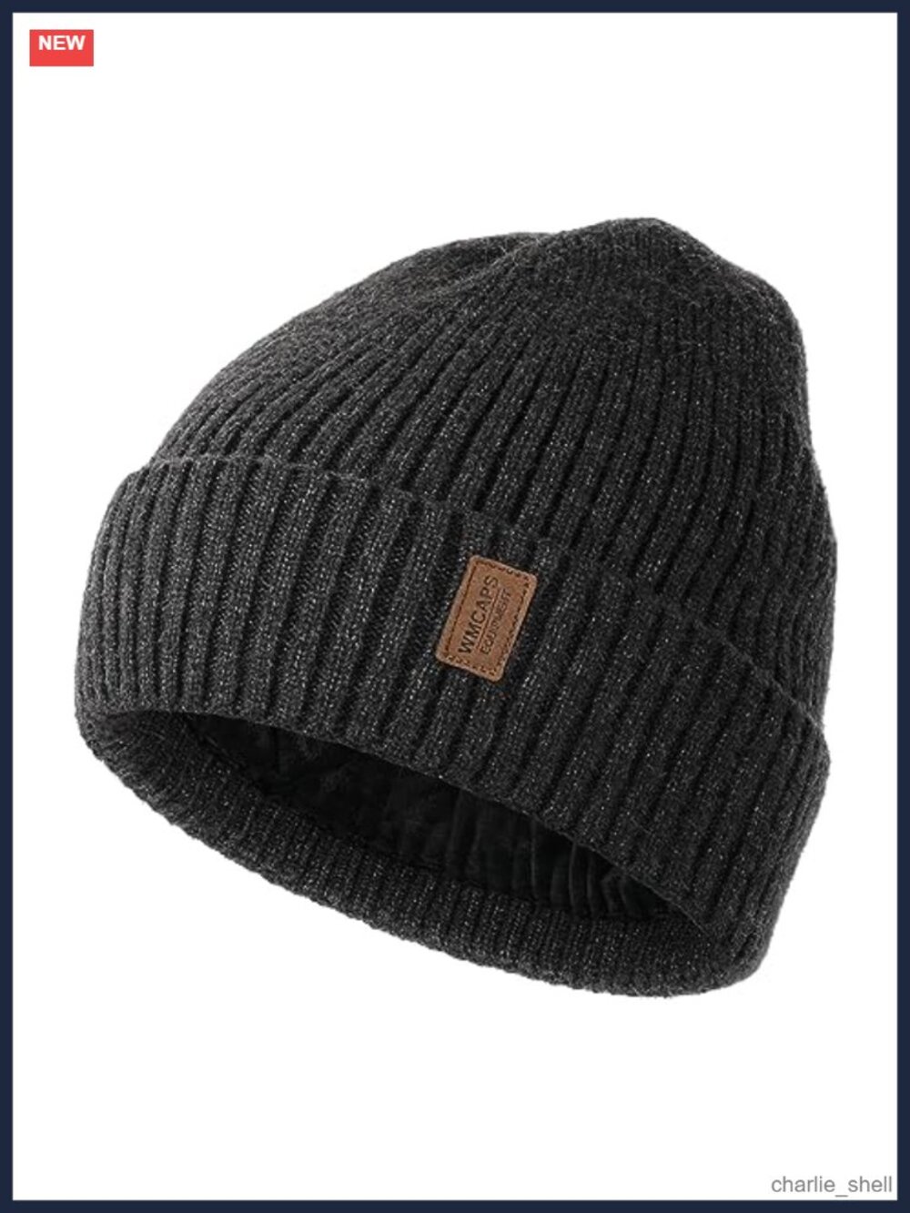 Fleece Lined Winter Beanie Cuffed Knit Hat Warm Unisex One Size
